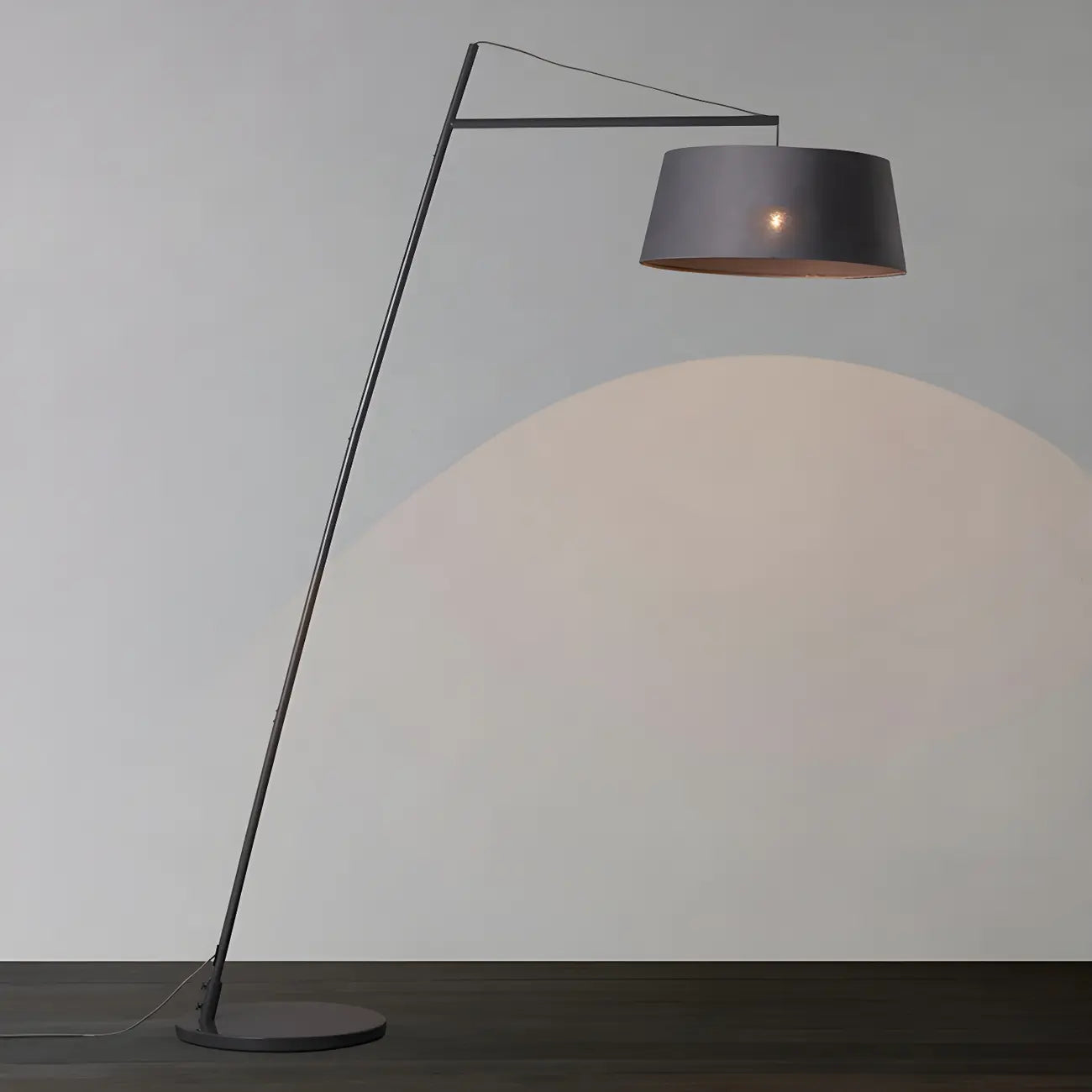 Black Nordic Iron Strip Floor Lamp with Fabric Shade
