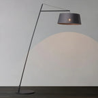Black Nordic Iron Strip Floor Lamp with Fabric Shade