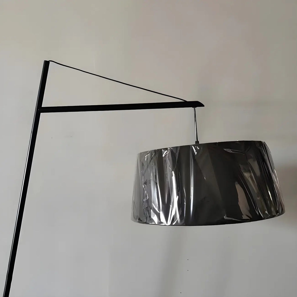Black Nordic Iron Strip Floor Lamp with Fabric Shade