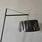 Black Nordic Iron Strip Floor Lamp with Fabric Shade