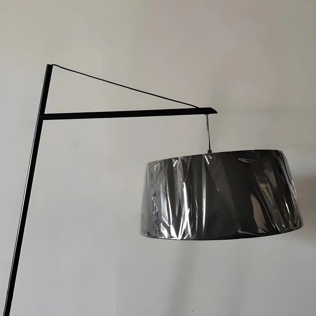 Black Nordic Iron Strip Floor Lamp with Fabric Shade