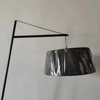Black Nordic Iron Strip Floor Lamp with Fabric Shade