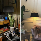 Black Nordic Iron Strip Floor Lamp with Fabric Shade