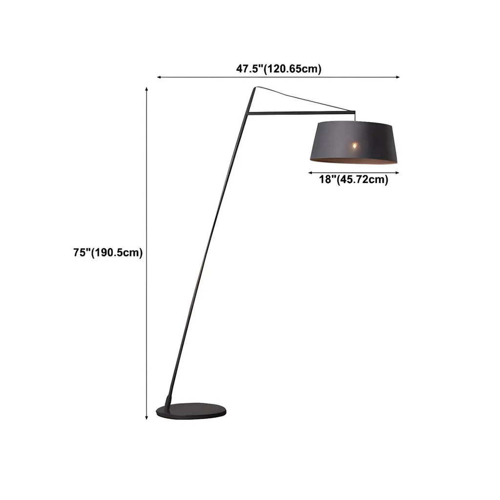 Black Nordic Iron Strip Floor Lamp with Fabric Shade