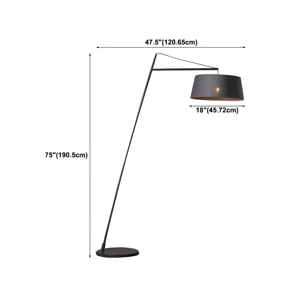 Black Nordic Iron Strip Floor Lamp with Fabric Shade