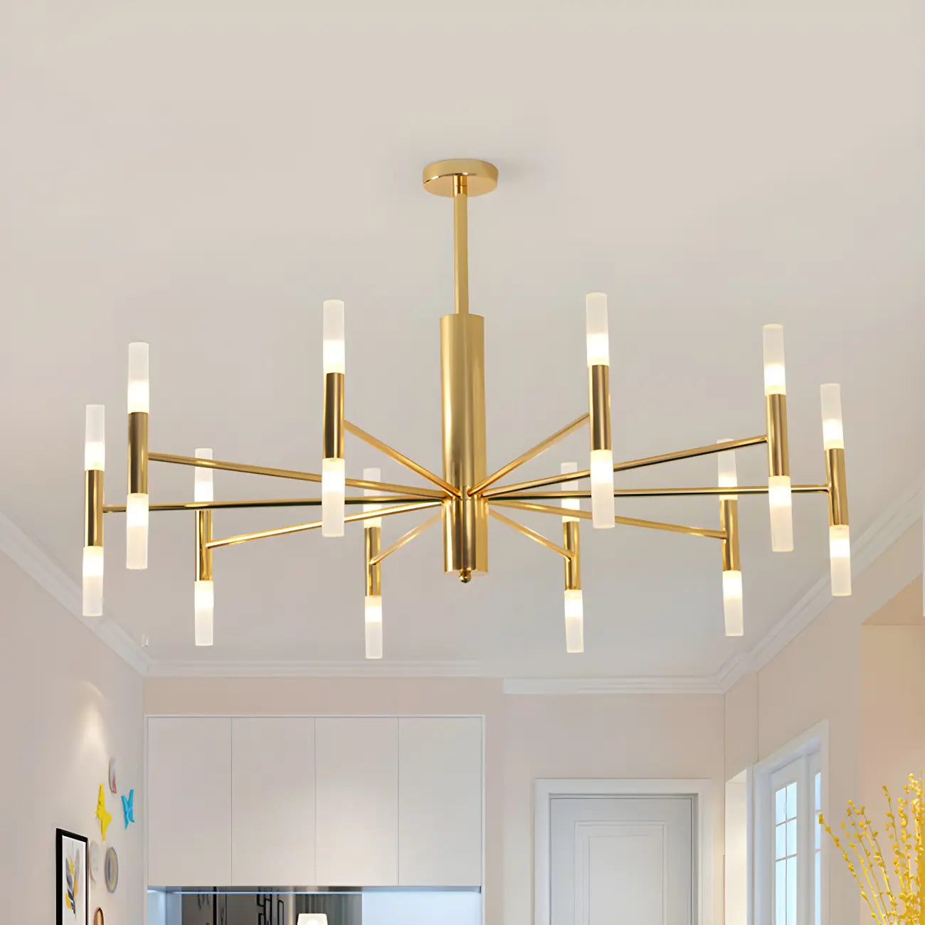Elegant Tube-shaped Glass Shade Multi-light Chandelier