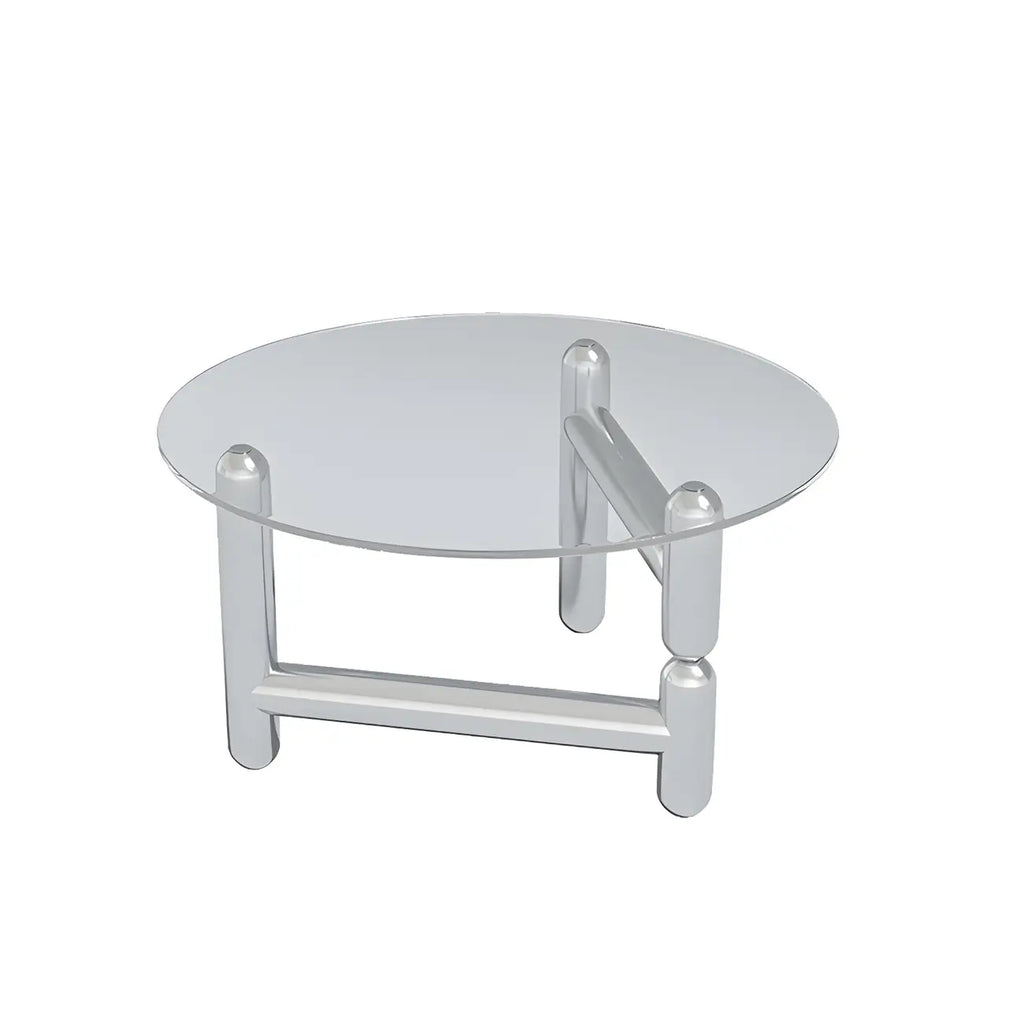 Round Glass Top Coffee Table with Stainless Steel Base