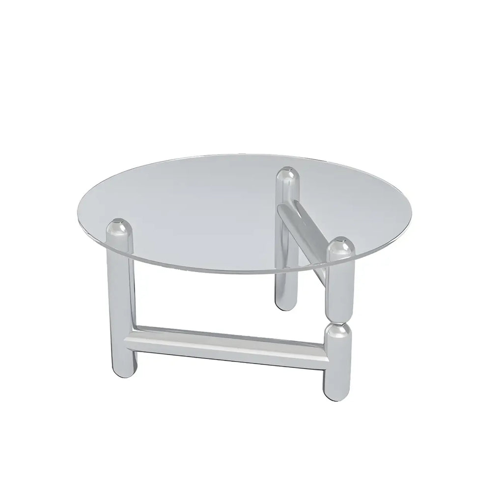Round Glass Top Coffee Table with Stainless Steel Base