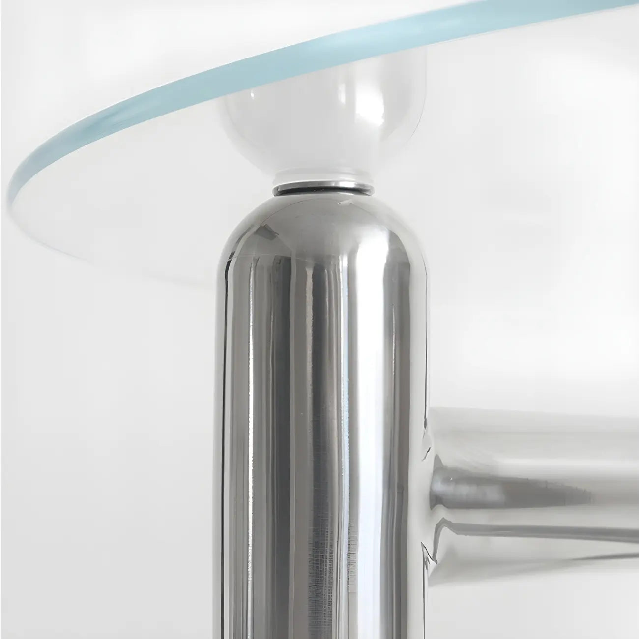 Round Glass Top Coffee Table with Stainless Steel Base