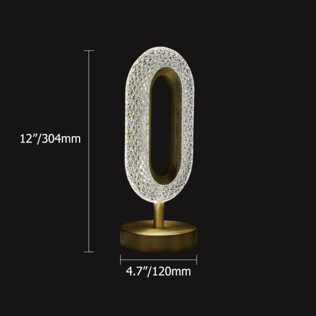 Art Deco Luxury Gold Brass Acrylic Ring Shape LED Table Lamp