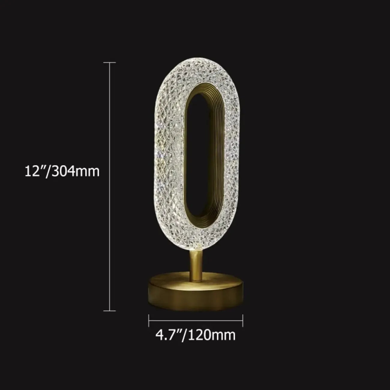 Art Deco Luxury Gold Brass Acrylic Ring Shape LED Table Lamp