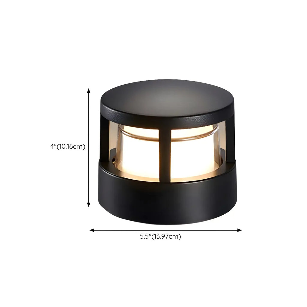 Black Metal Cylinder Wired Post Cap Light