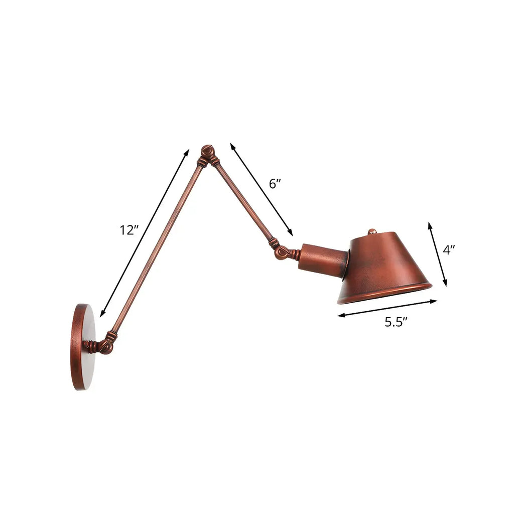 Industrial Copper Adjustable Swing Arm Wall Light