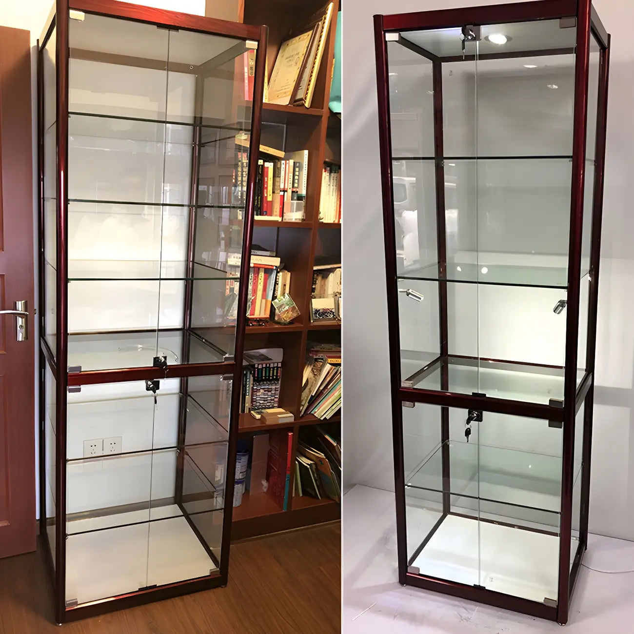 Contemporary Rectangular Black Glass Curio Cabinet