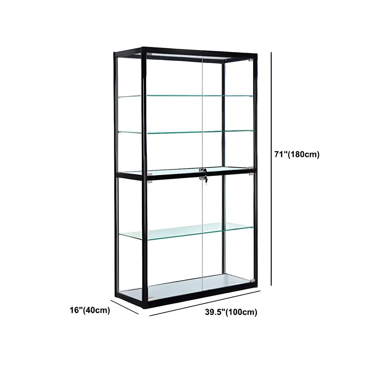 Contemporary Rectangular Black Glass Curio Cabinet