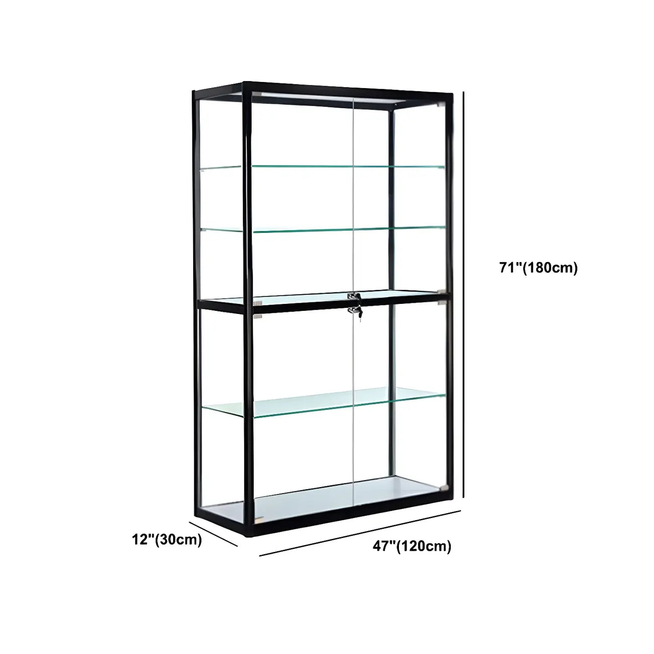 Contemporary Rectangular Black Glass Curio Cabinet