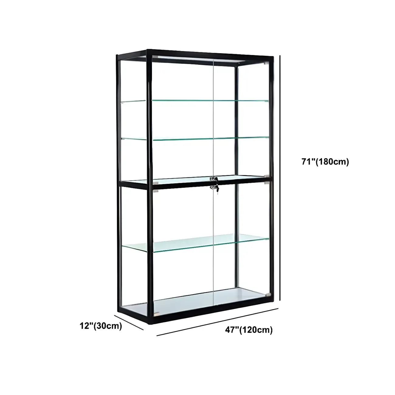 Contemporary Rectangular Black Glass Curio Cabinet