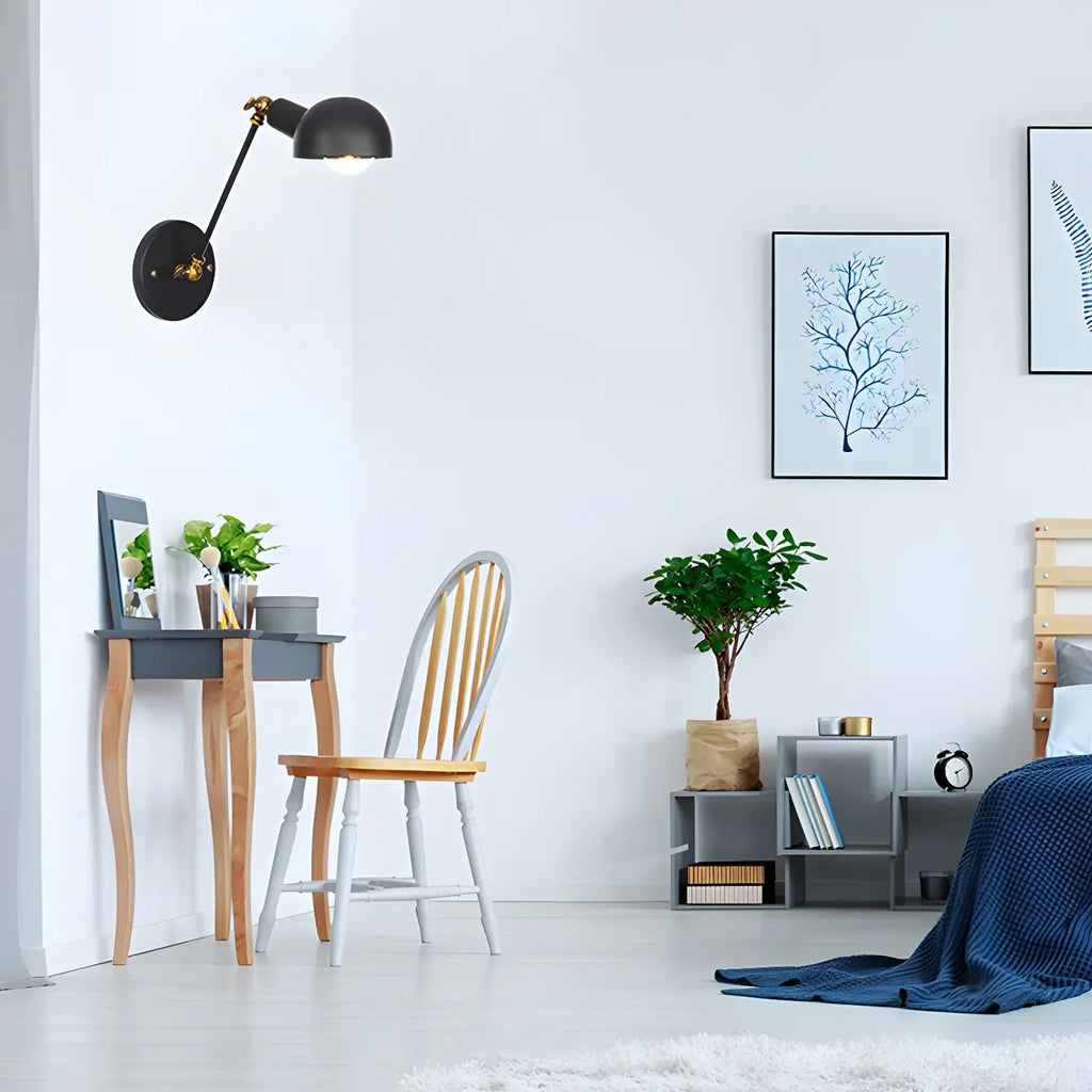 Adjustable Industrial Dome Swing Arm Wall Light