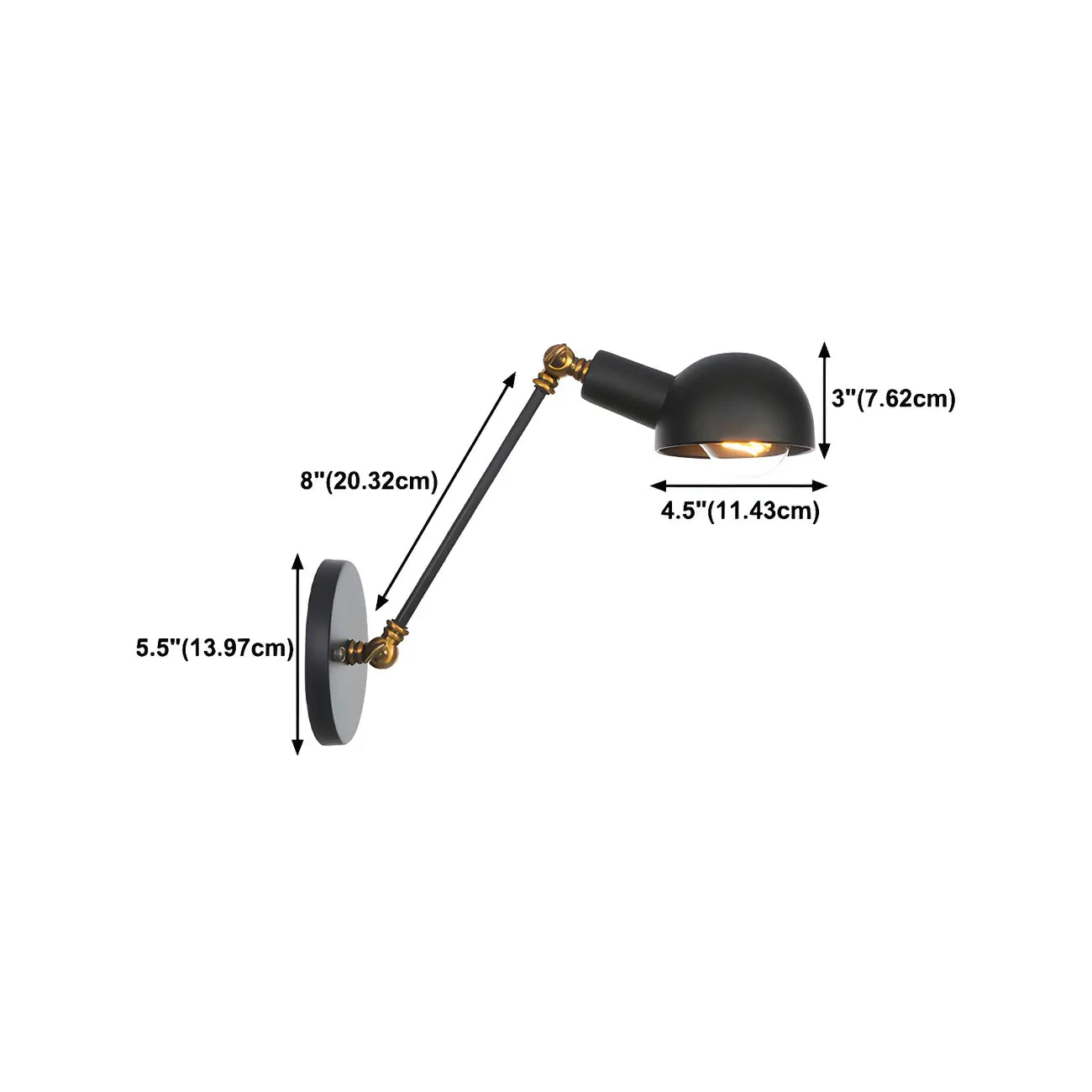 Adjustable Industrial Dome Swing Arm Wall Light