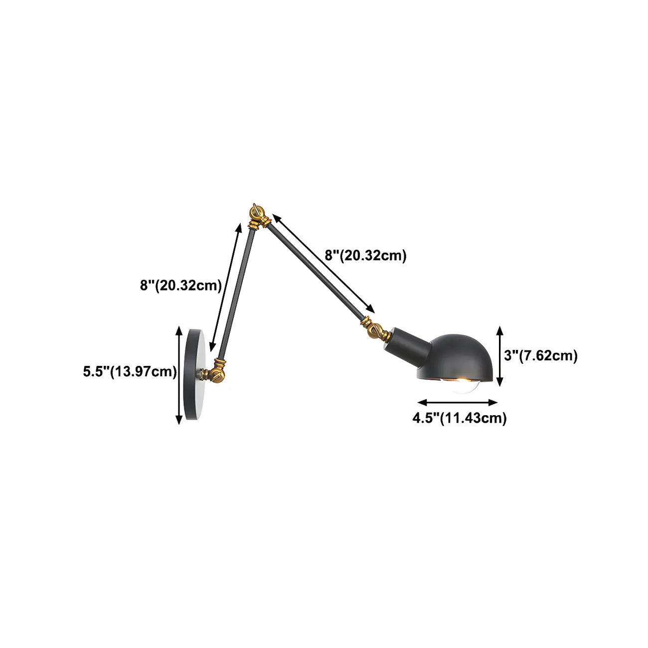 Adjustable Industrial Dome Swing Arm Wall Light