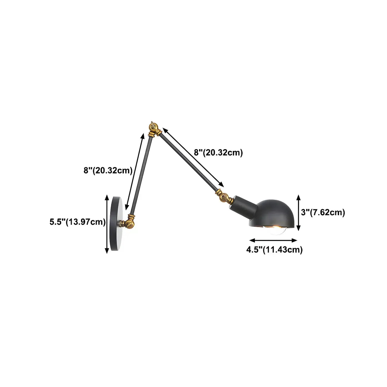 Adjustable Industrial Dome Swing Arm Wall Light