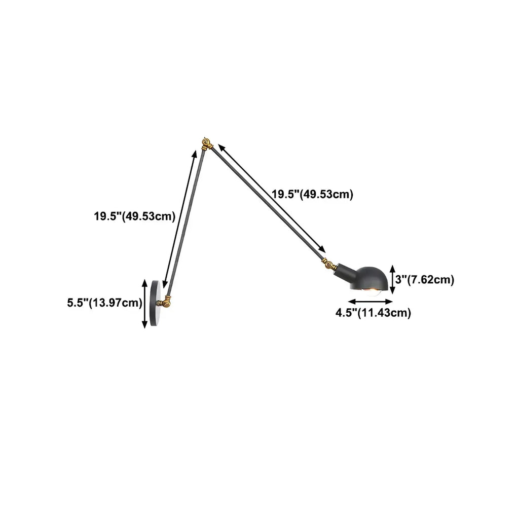Adjustable Industrial Dome Swing Arm Wall Light
