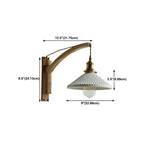 Rustic Wood Brass White Adjustable Swing Arm Wall Light