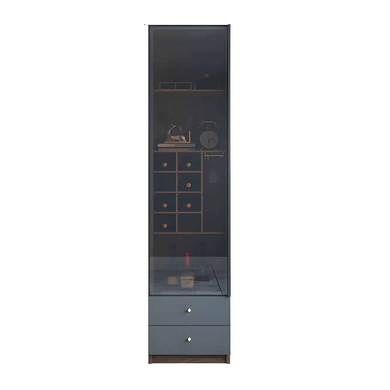 Amber Glass Door Wood Display Cabinet with Wine Storage