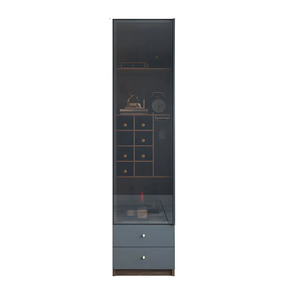 Amber Glass Door Wood Display Cabinet with Wine Storage