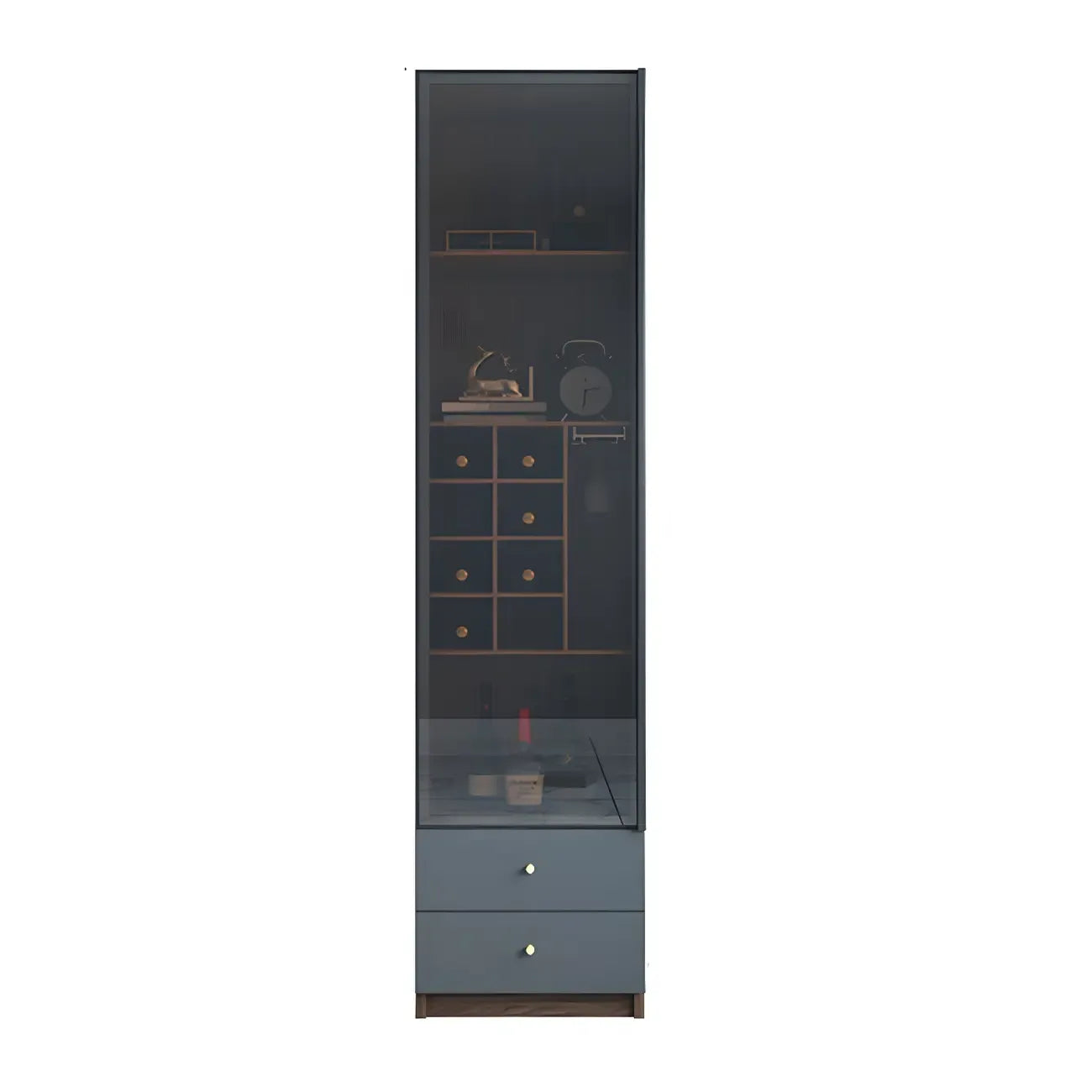 Amber Glass Door Wood Display Cabinet with Wine Storage