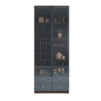 Amber Glass Door Wood Display Cabinet with Wine Storage