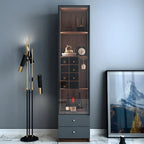 Amber Glass Door Wood Display Cabinet with Wine Storage