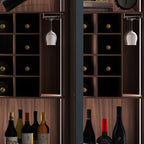 Amber Glass Door Wood Display Cabinet with Wine Storage