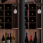 Amber Glass Door Wood Display Cabinet with Wine Storage