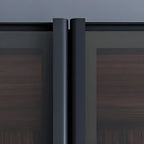 Amber Glass Door Wood Display Cabinet with Wine Storage