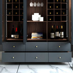 Amber Glass Door Wood Display Cabinet with Wine Storage