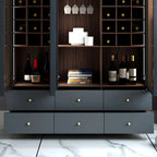 Amber Glass Door Wood Display Cabinet with Wine Storage