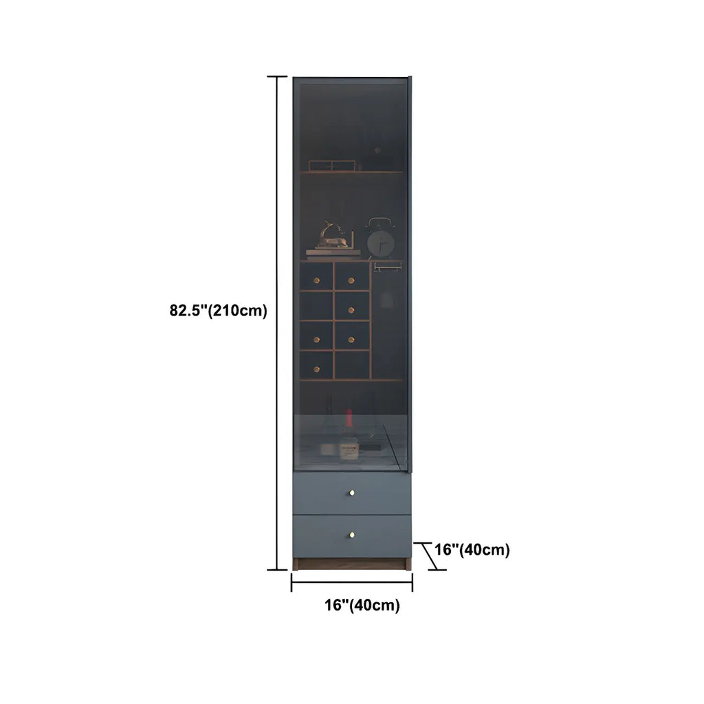 Amber Glass Door Wood Display Cabinet with Wine Storage