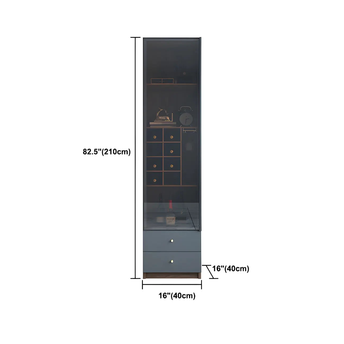 Amber Glass Door Wood Display Cabinet with Wine Storage