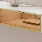 79 White Stone Floating TV Stand with Drawer & Cabinet