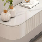 79 White Stone Floating TV Stand with Drawer & Cabinet