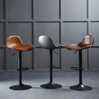 Modern Leather Adjustable Bar Stools with Footrest for Home Bar