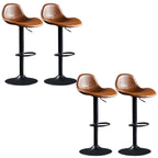 Modern Leather Adjustable Bar Stools with Footrest for Home Bar