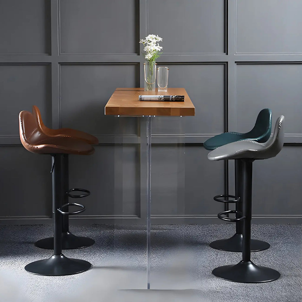 Modern Leather Adjustable Bar Stools with Footrest for Home Bar