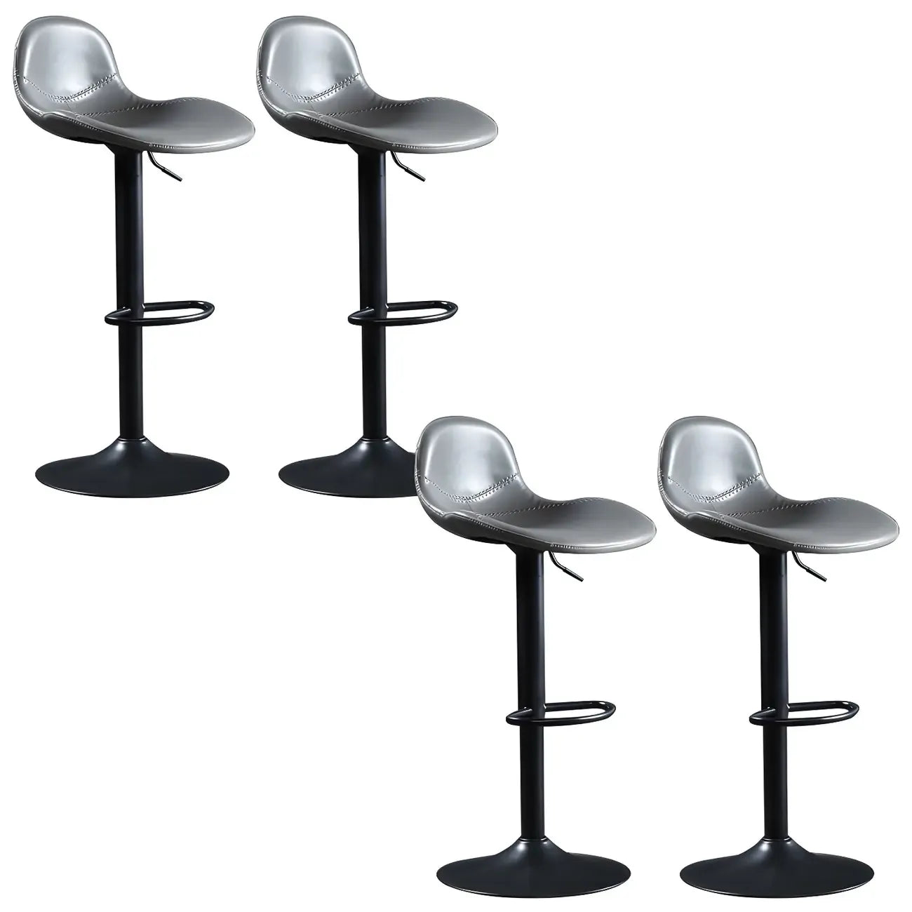 Modern Leather Adjustable Bar Stools with Footrest for Home Bar