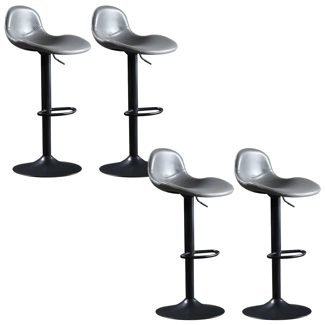 Modern Leather Adjustable Bar Stools with Footrest for Home Bar