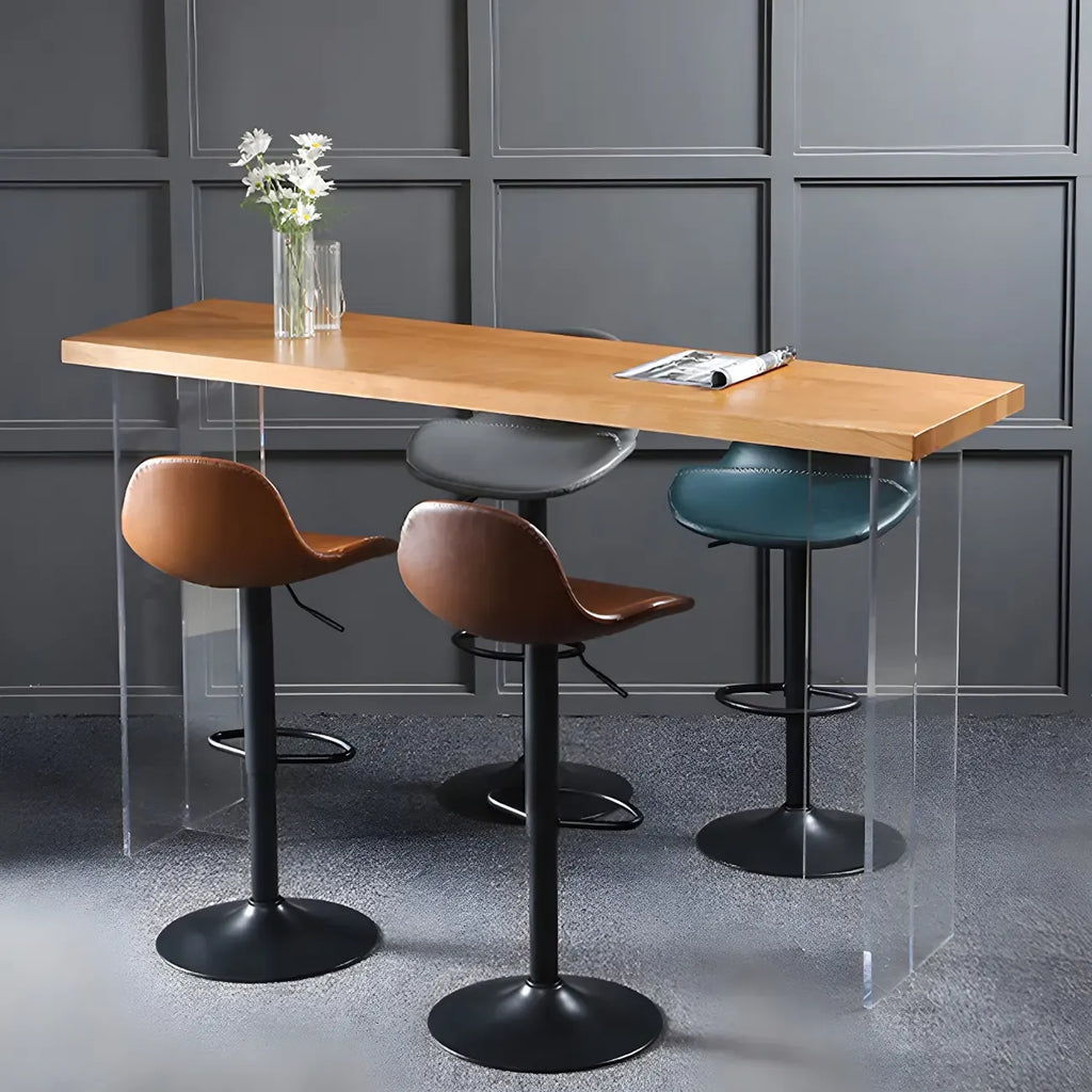Modern Leather Adjustable Bar Stools with Footrest for Home Bar