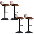 Modern Leather Adjustable Bar Stools with Footrest for Home Bar