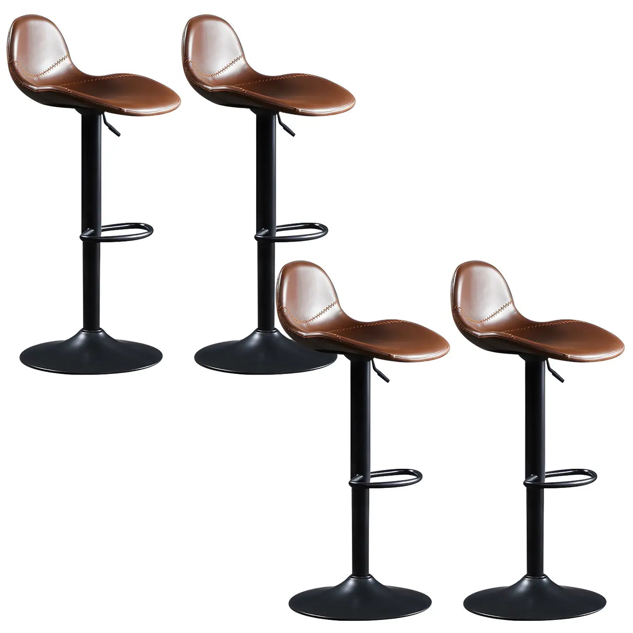 Modern Leather Adjustable Bar Stools with Footrest for Home Bar