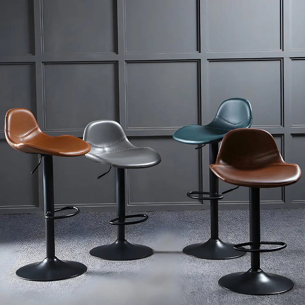 Modern Leather Adjustable Bar Stools with Footrest for Home Bar